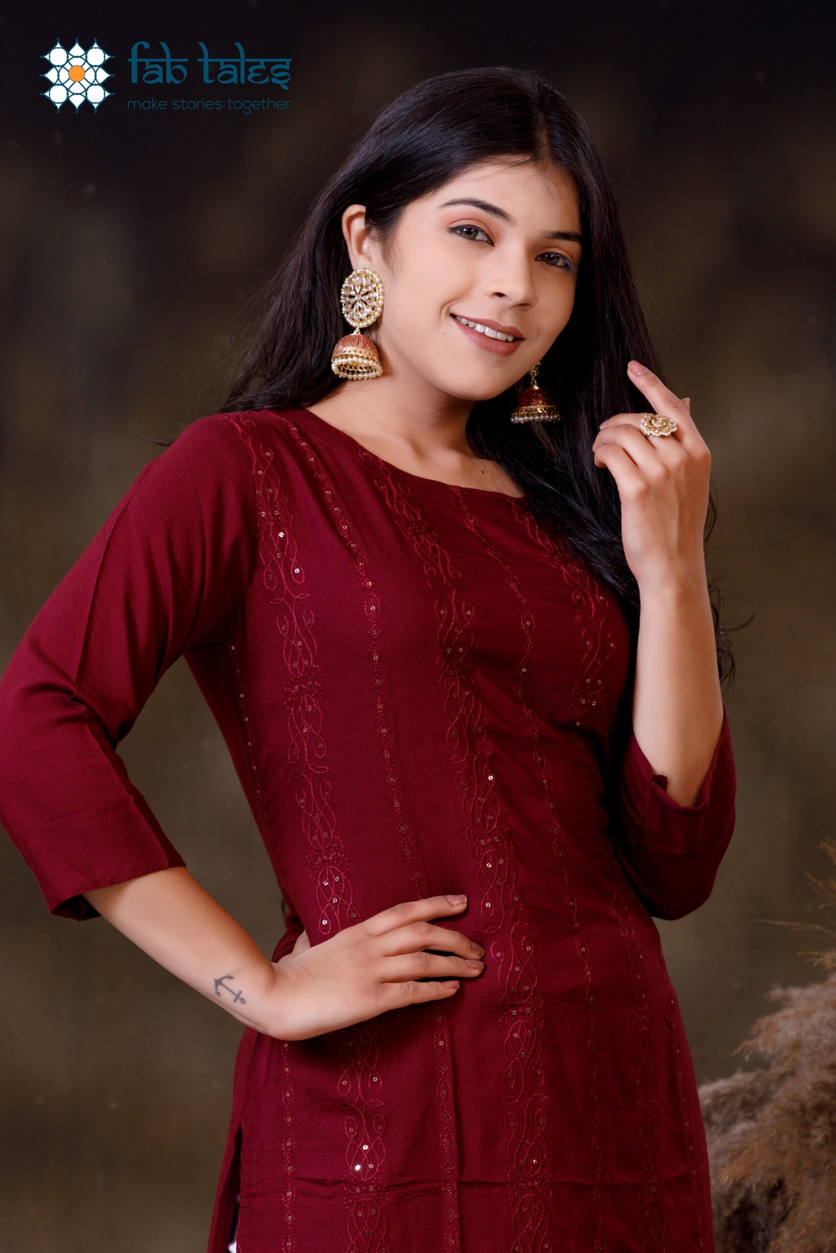 Maroon Solid Kurta Kurti at Low Price at SHREE